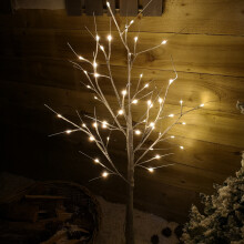 1.2m (4ft) Christmas Outdoor Birch Tree with 48 Warm White LEDs