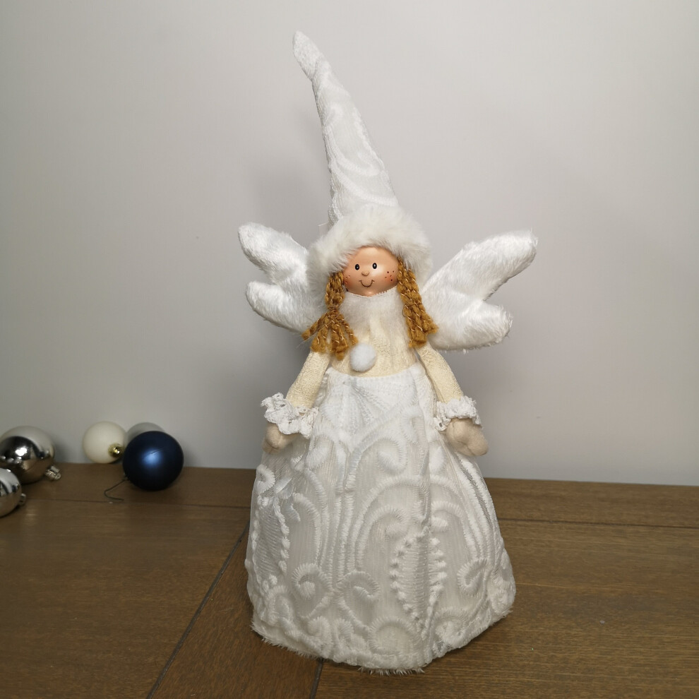 Premier 35Cm Lace Angel Christmas Tree Topper White