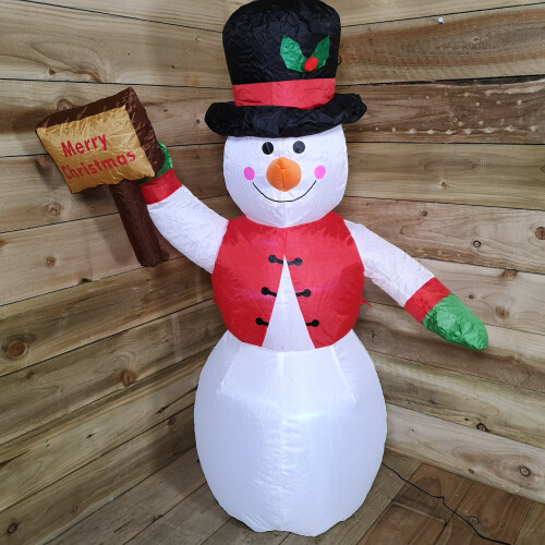 4ft Inflatable Snowman With Merry Christmas Sign Led Lights On Onbuy