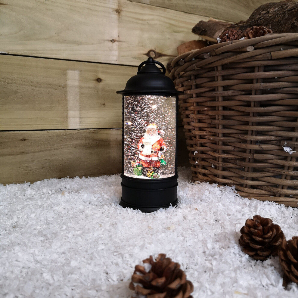 Christmas Water Lantern Santa And Presents White LED Snow Globe