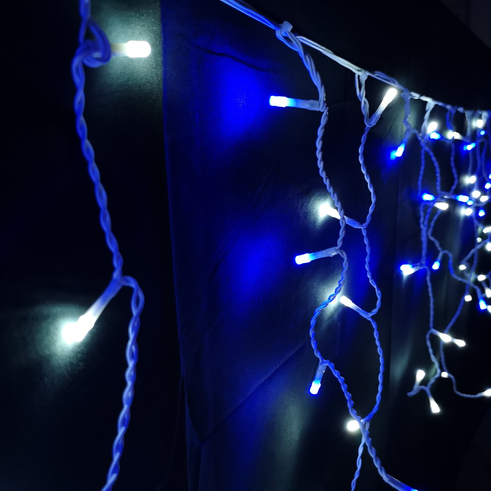 Premier Christmas 300 Frosted Icicle LED Lights - Blue & White 6m