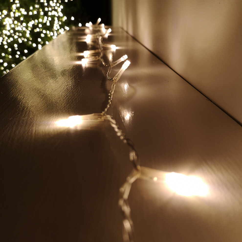 16m 200 LED Premier Supabright Outdoor Christmas Lights Warm White Clear Wire