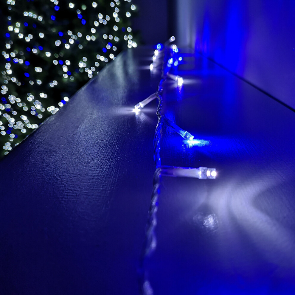 Premier 16M 200 Led Outdoor Christmas Lights & On Clear Wire Blue/White