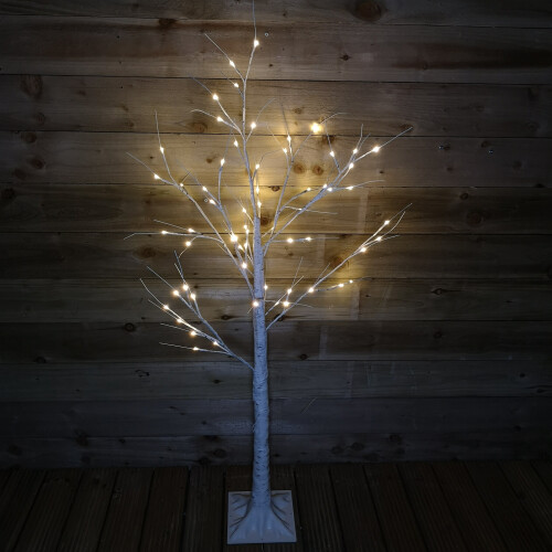1.5m (5ft) Christmas Outdoor Birch Tree with 64 Warm White LEDs