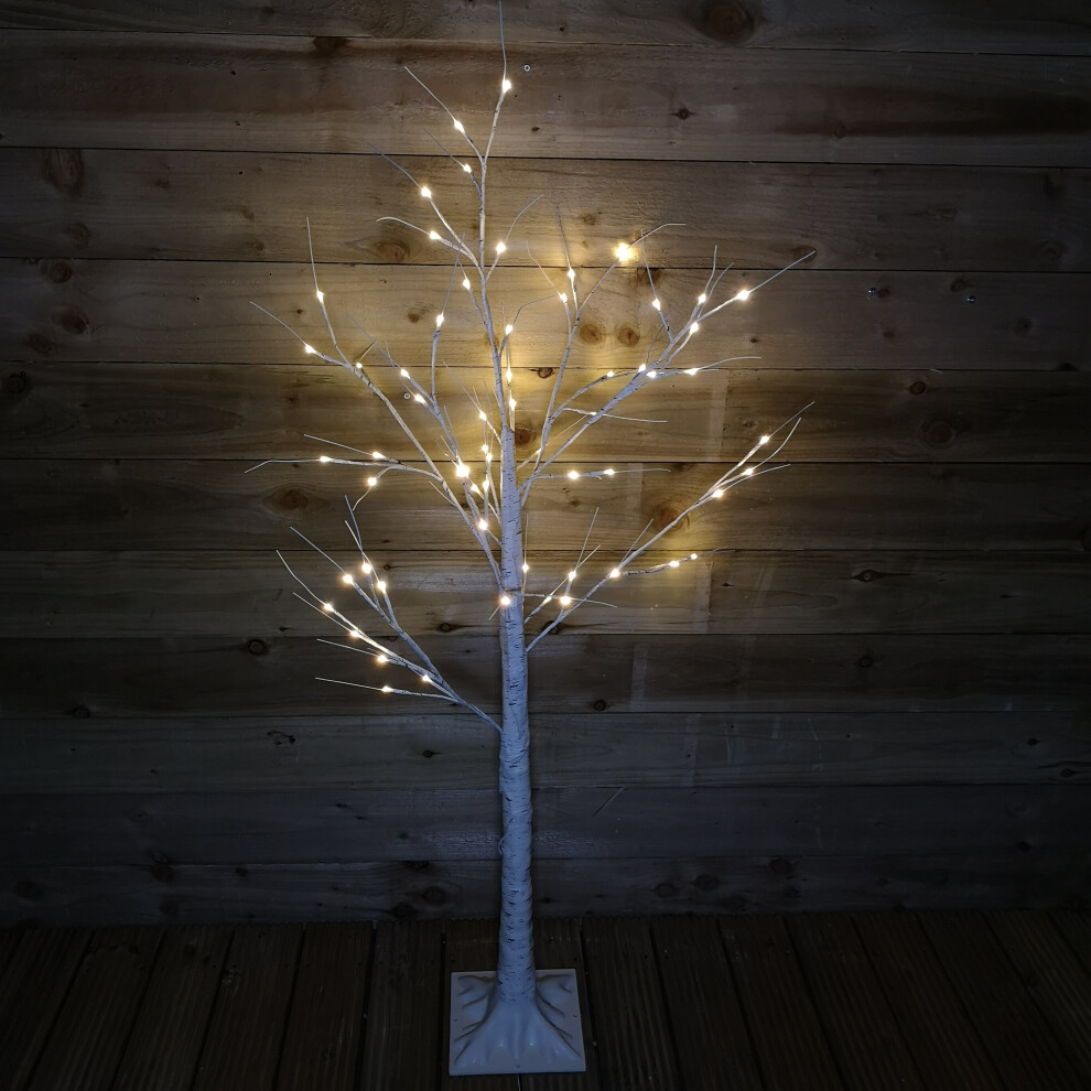 Snow Time 1.5M (5Ft) Christmas Outdoor Birch Tree With 64 Warm Leds White