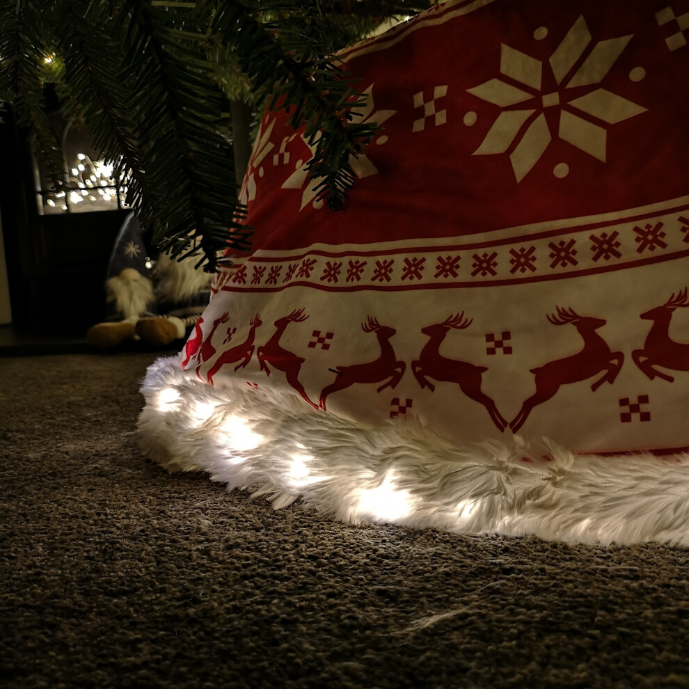 Christmas Decorations Tree Skirt Reindeer Snowflake LED Lit Collar CN02270