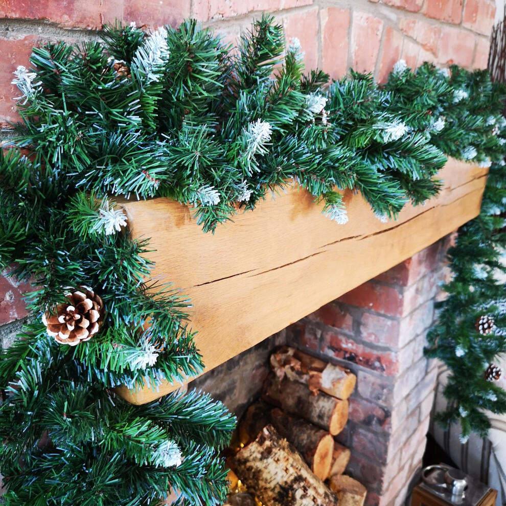 270cm x 25cm Snow King Fir Christmas Garland with Pine Cones
