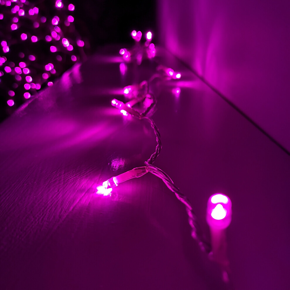 200 16m LED Premier Indoor / Outdoor Christmas Lights in Pink on Clear Wire