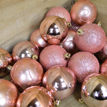 PMS SET OF 24 6CM BAUBLES IN PVC BOX ROSE GOLD