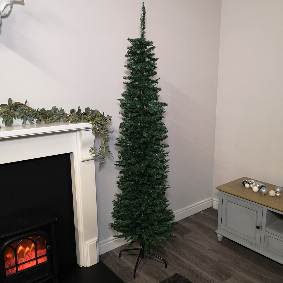 2m (6.5ft) Premier Pencil Style Slim Christmas Tree in Green