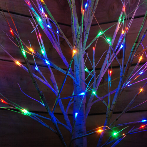 Snow Time 1.8m Christmas Outdoor Birch Tree with 80 Multicoloured LEDs 1