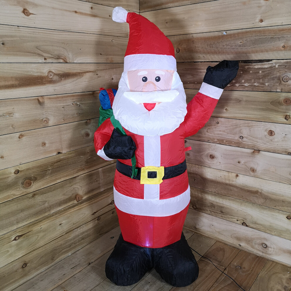 Snow Time 130Cm Inflatable Led Santa Waving Arm With Gift Bag Xmas Decoration
