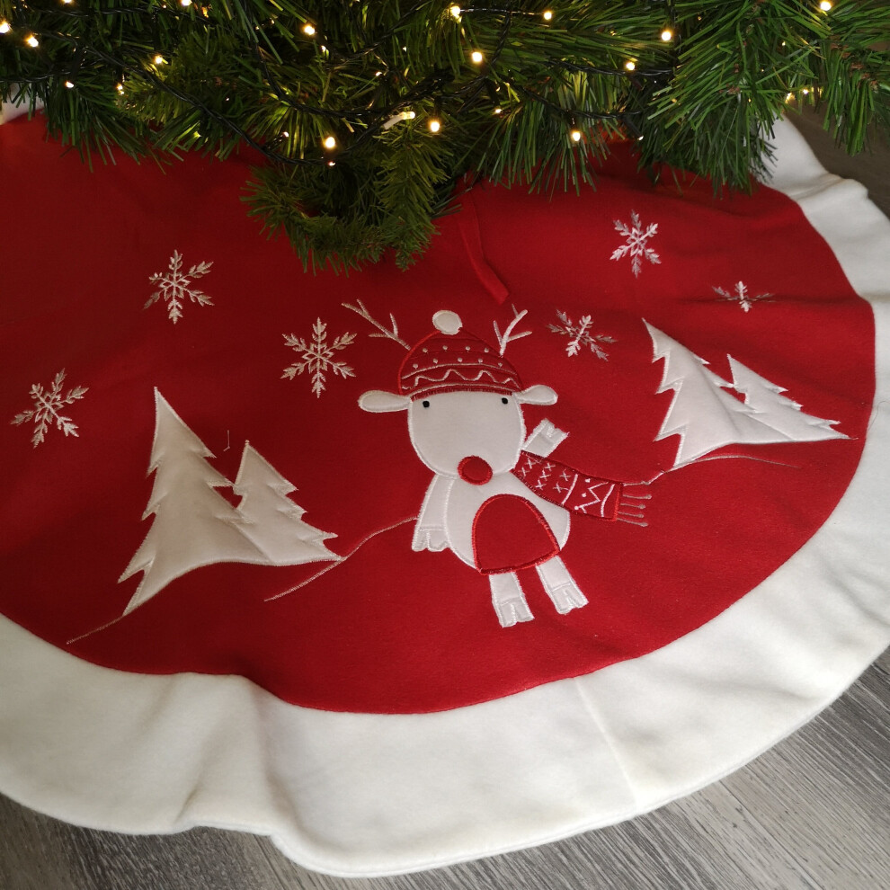 Premier Traditional  90cm Tree Skirt - Reindeer Design