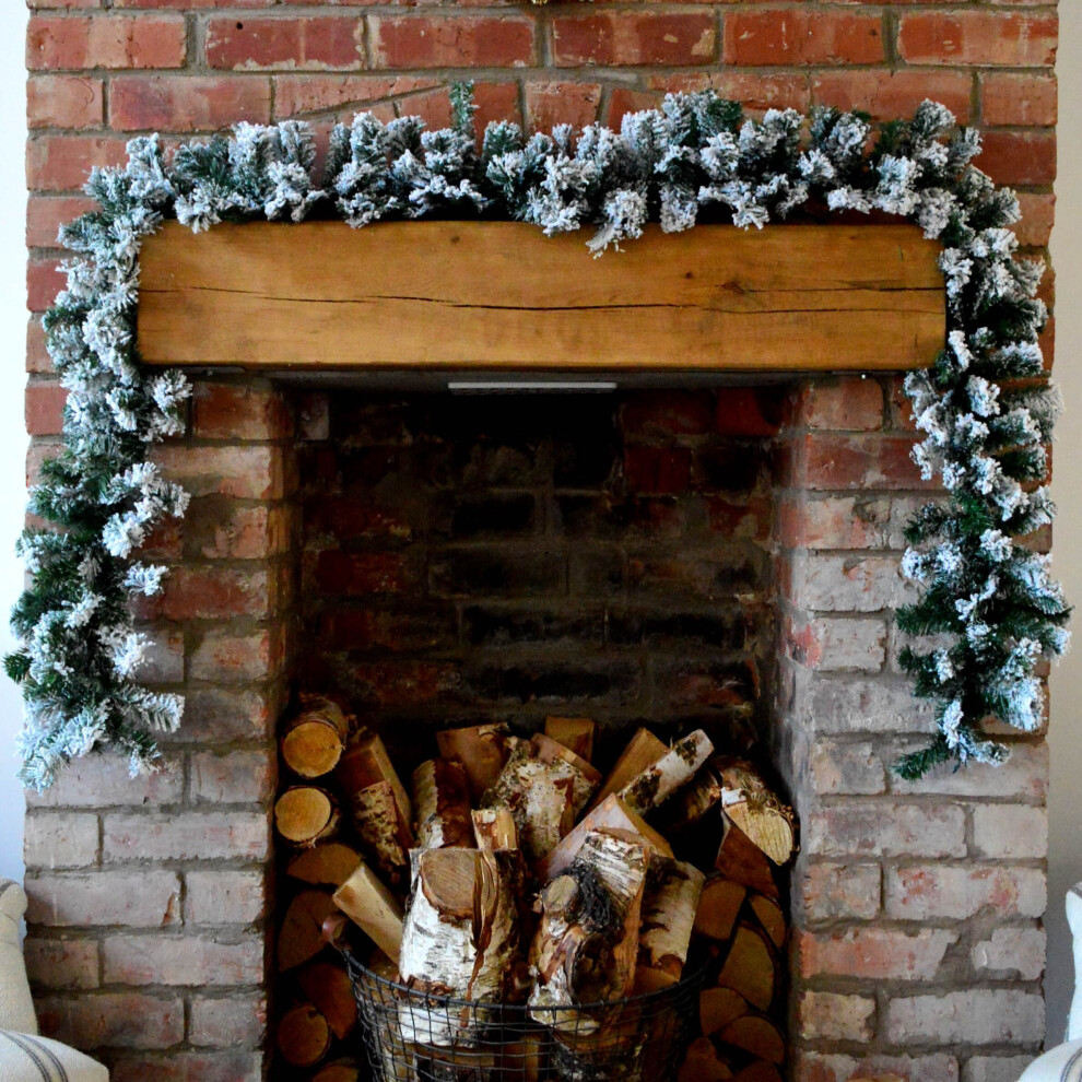 Premier 2.7M Snow Flocked Pine Christmas Garland With Glitter Finish