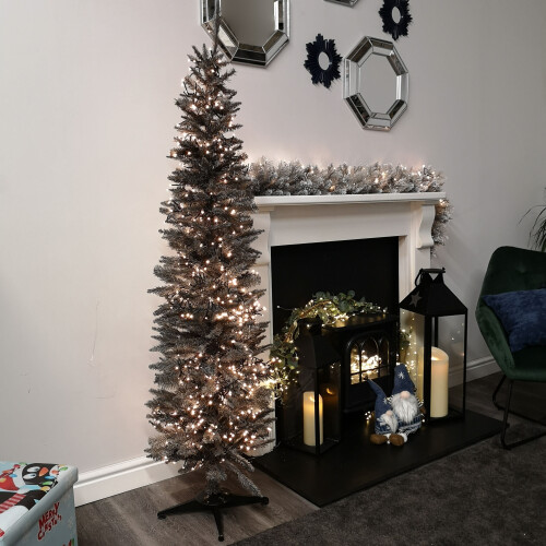 Snow Time Snowtime 180cm 6ft Slim Pencil Grey Christmas Tree 2