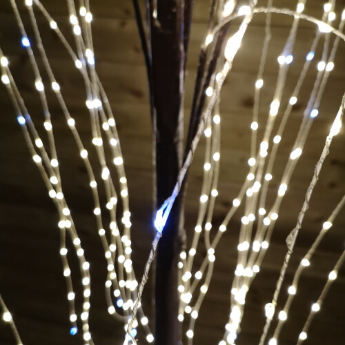 6ft Brown Flocked Willow LED Birch Tree 600 Warm Lights 2