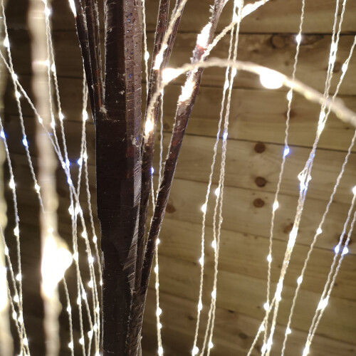 6ft Brown Flocked Willow LED Birch Tree 600 Warm Lights 1