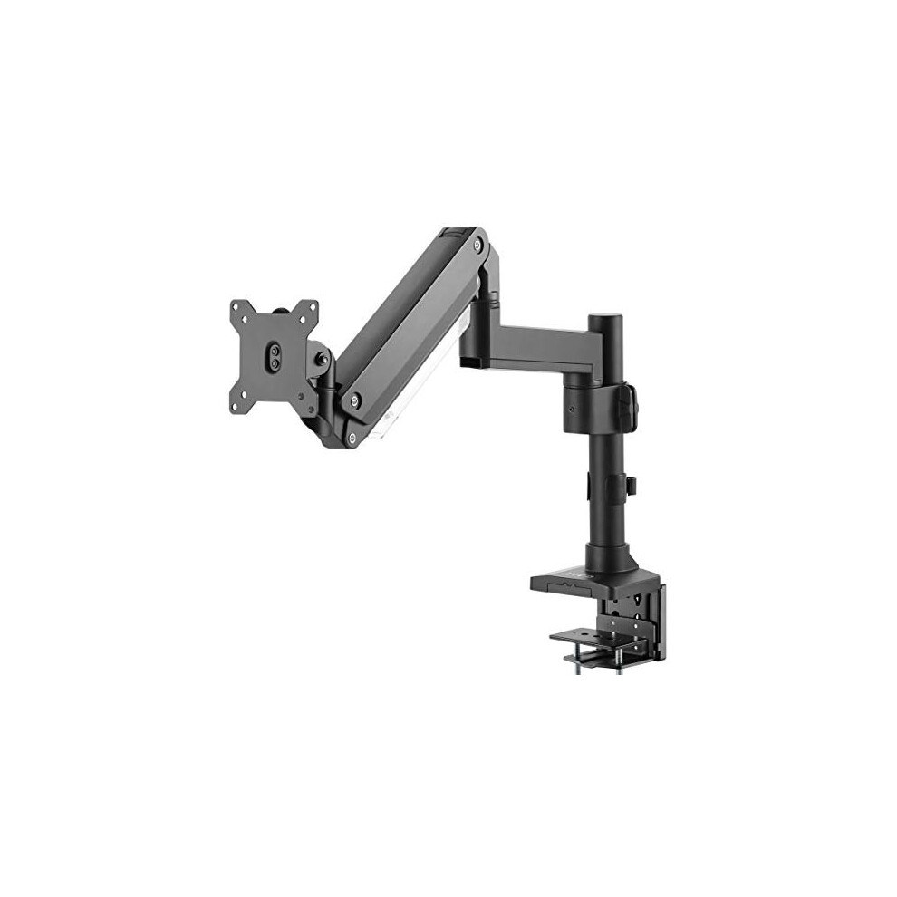 VIVO Premium Aluminum Single Screen Pneumatic Spring Monitor Arm Desk Mount Stand with Extension Pole | Fits One Screen up to 35" (STAND-V10