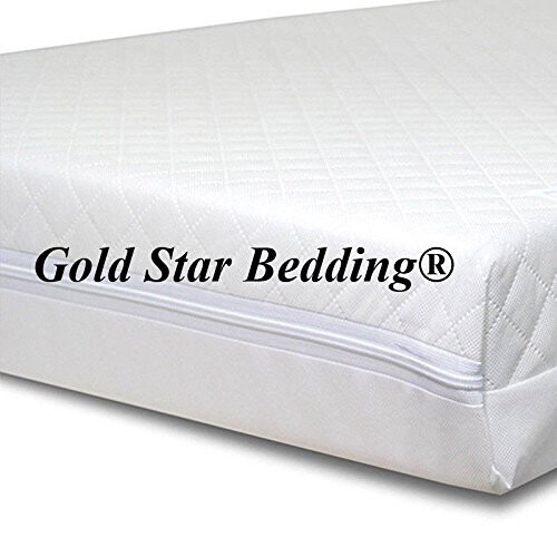 Baby Travel Cot Mattress 112 x 55 x 7.5 cm Quilted Breathable Antiallergenic -UK Made - Gold Star Bedding
