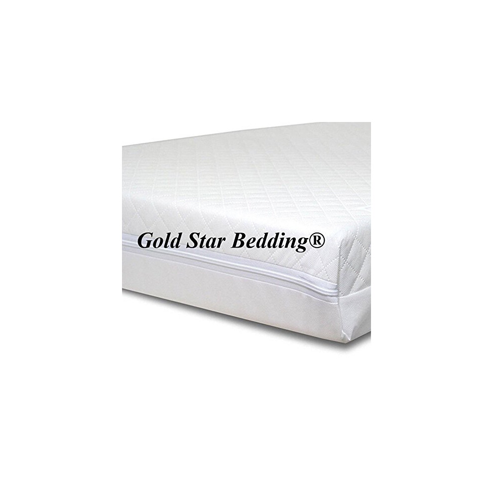 Baby Travel Cot Mattress 112 x 55 x 7.5 cm Quilted Breathable Antiallergenic -UK Made - Gold Star Bedding