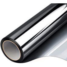 FILMGOO Window Film One Way Mirror Film Daytime Privacy Static Non-Adhesive Decorative Heat Control Anti UV Window Tint for Home and Office (Bla