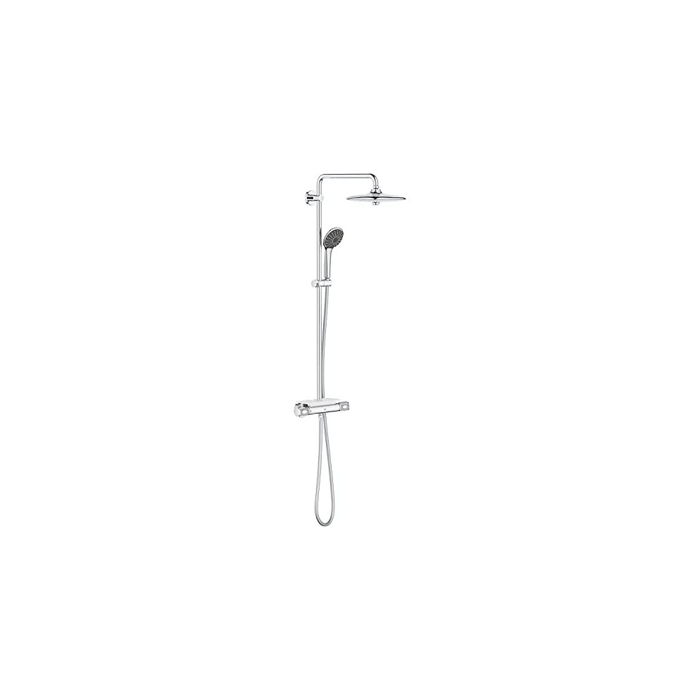 GROHE Vitalio Joy 260 - Cool Touch Thermostatic Mixer (26 cm Shower Head with 3 Spray, Toiletries Tray, 11 cm Hand Shower 3 Spray with Easy Clea
