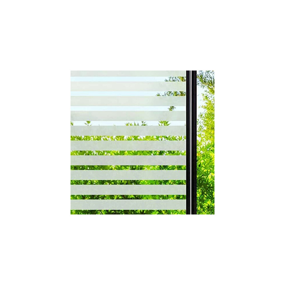 Window Film Privacy,DARUITE Frosted Window Film Stripe Non-Adhesive,Window Stickers Static Glass Cling Decorative Blinds Anti-UV Film Anti Glare