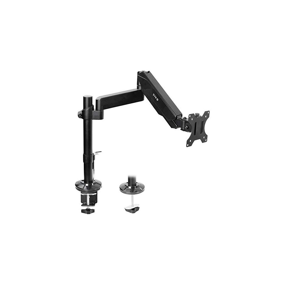 VIVO Black Heavy Duty Articulating Single Pneumatic Spring Arm Desk Mount Stand, Fits Standard and Large Ultrawide Monitor Screen up to 35 i