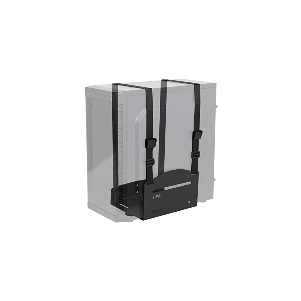 VIVO Black Universal PC Wall Mount - Adjustable Steel Bracket, Computer Case Open Frame Strap Holder (MOUNT-PC03V)