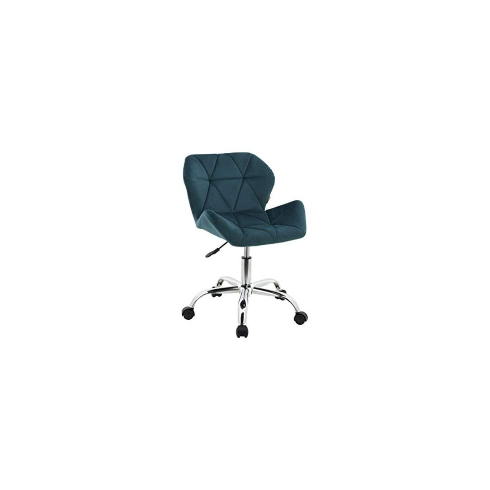 HNNHOME Modern Eris Padded Swivel Fabric Home Office Desk Computer Chair, Height Adjustable (Teal, Velvet)-image-OPC-PB7B7RY-NEW