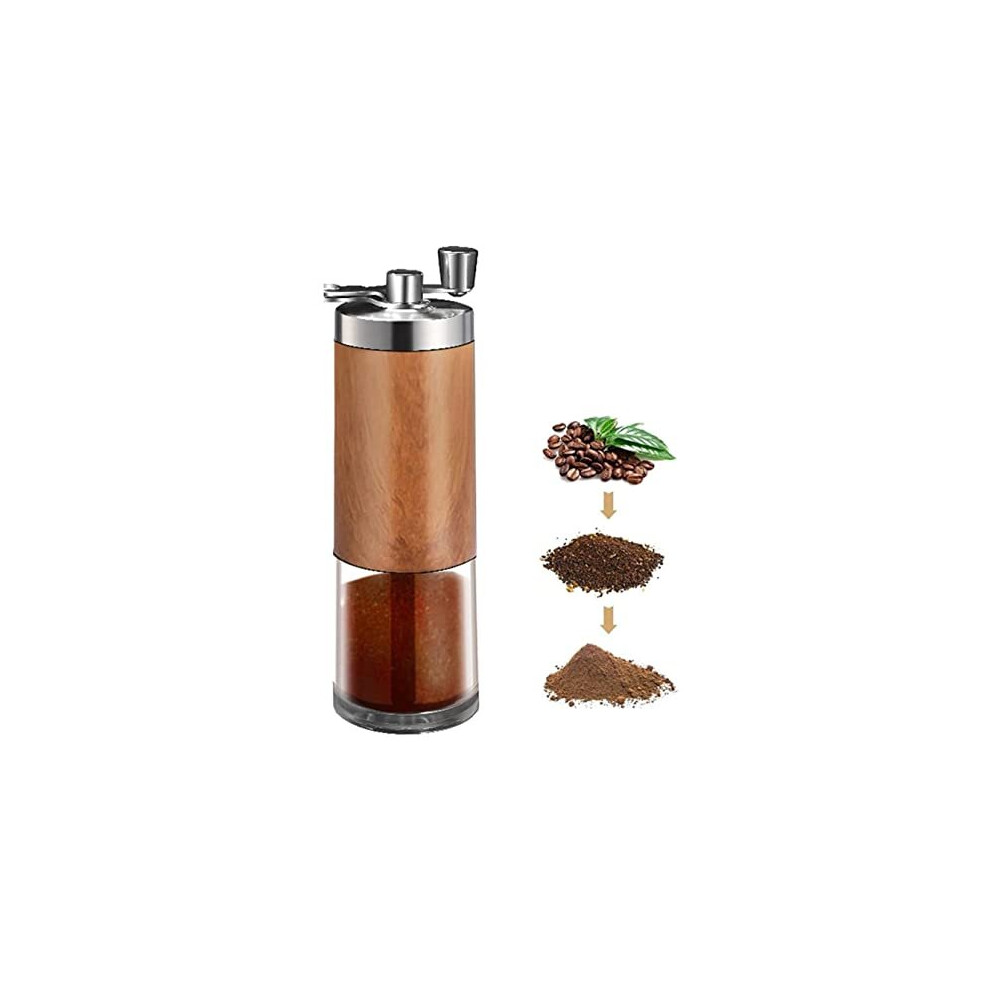 Portable Manual Coffee Grinder, Justup Wooden Coffee Bean Mill Burr Coffee Grinder Hand Coffee Grinder for Drip Coffee, Espresso, French Press Po