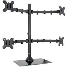 VIVO Black Adjustable Quad Monitor Desk Stand Mount, Free Standing Heavy Duty Glass Base, Holds 4 Screens up to 27 inches, STAND-V004FG