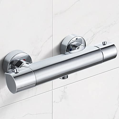 Modern Thermostatic Bar Shower Mixer Tap, Round Wall Mounted