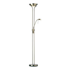 Mother and Child Task Floor Lamp, Antique Brass, 1800mm Tall, Dual Reading Light with Double Rotary Dimmer