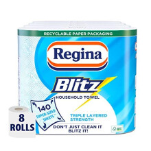 Regina Blitz FSC-Certified Triple-Layered Household Towel, 8 Rolls x 70 Sheets Each - Super-Sized, Strong & Absorbent