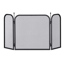 Relaxdays Steel Spark Guard, Three-Panel Fireplace Fender, Oven Screen, H x W 52.5 x 97 cm, Black, 100%, 52,5 x 97 cm