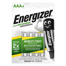 Energizer 638624 AAA 500mAh Rechargeable Batteries Carded 4