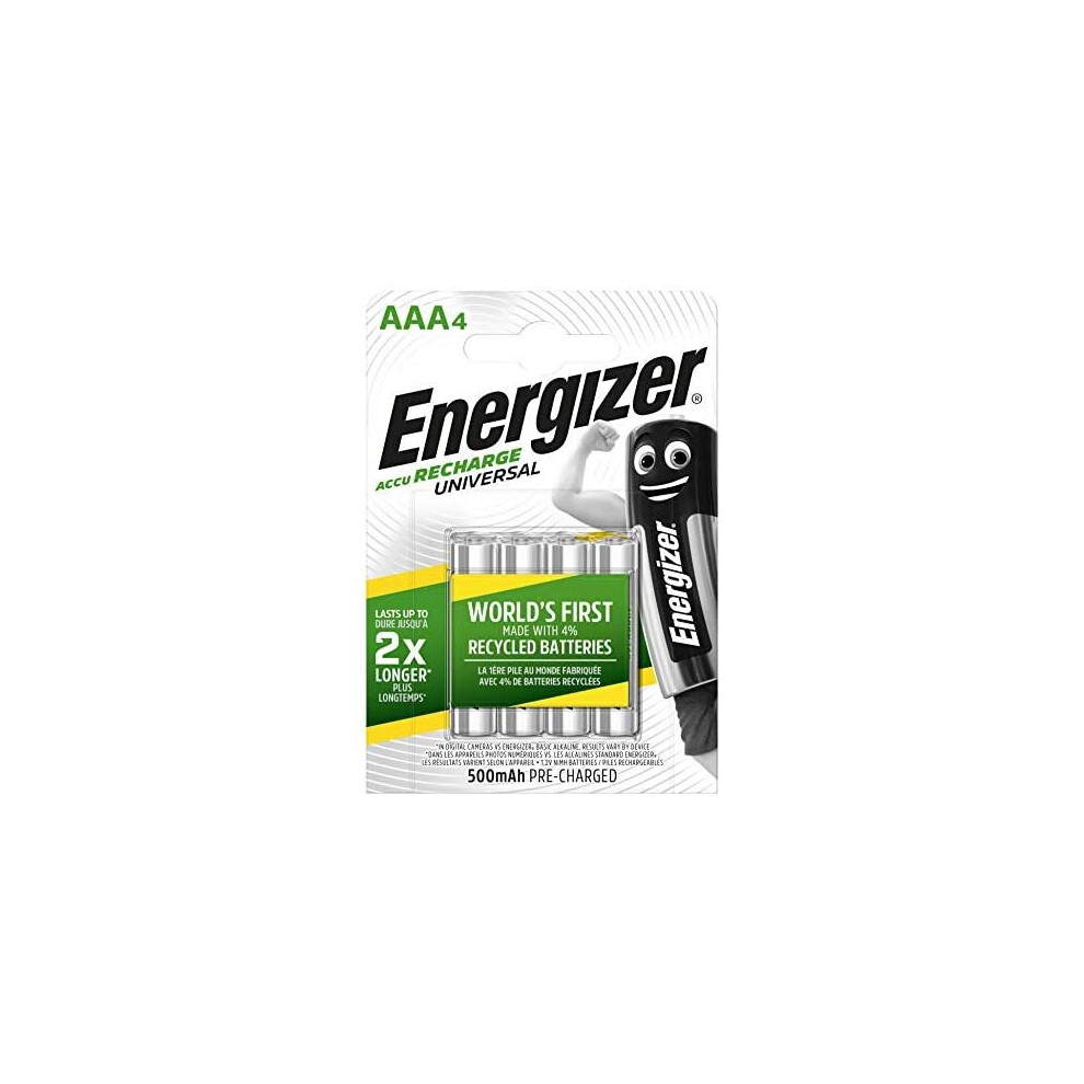 Energizer 638624 AAA 500mAh Rechargeable Batteries Carded 4