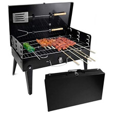 Denny Shop Portable Folding Charcoal BBQ Grill with Utensils for Outdoor Garden Camping by Crystals