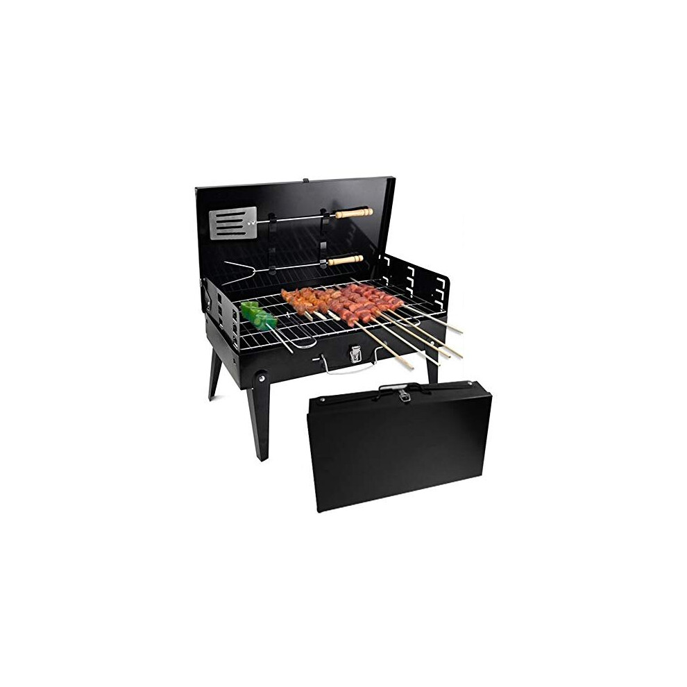 Denny Shop Portable Folding Charcoal Barbecue Grill For Outdoor Garden Camping BBQ With Utensil Tools by Crystals