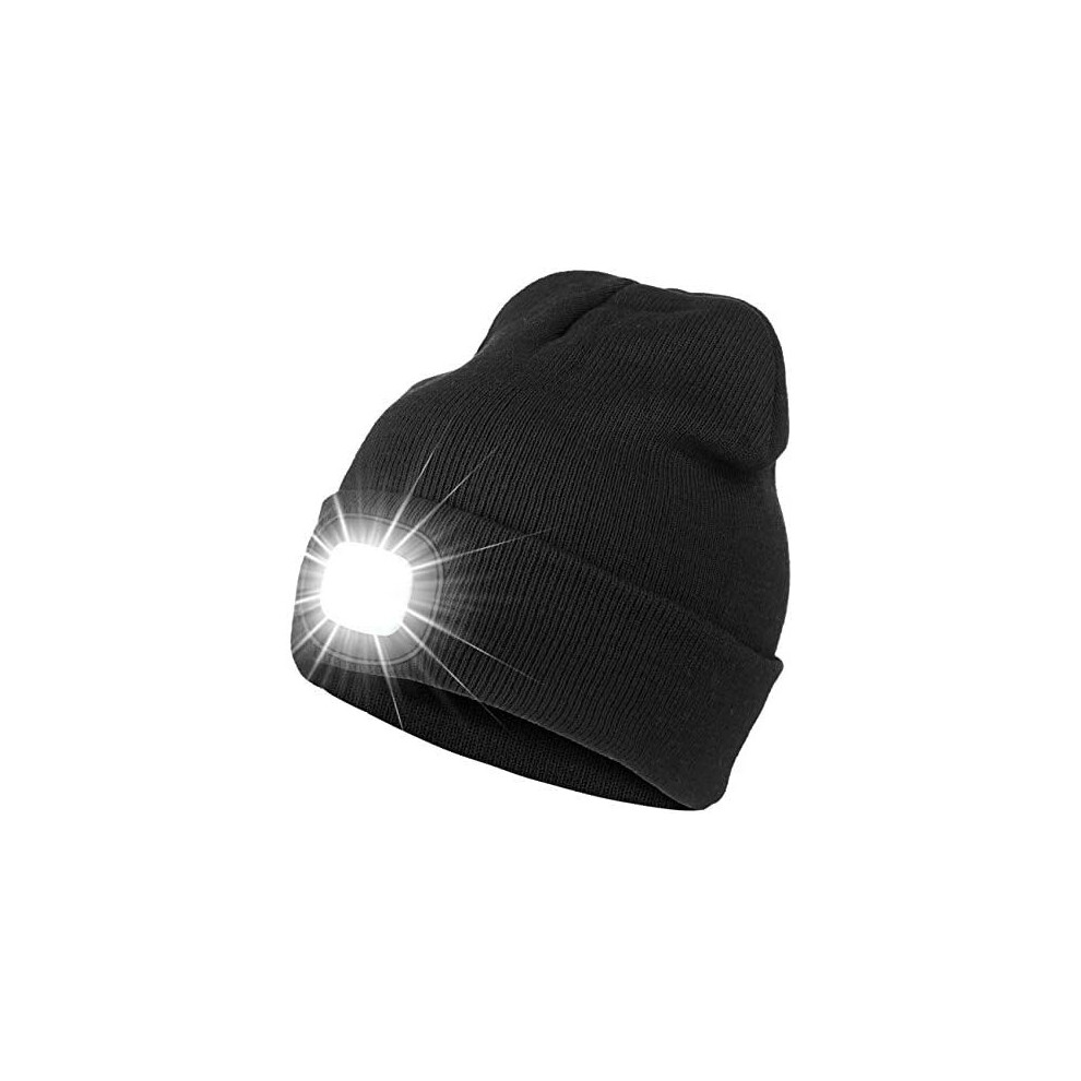 Beanie Hat with Light for Men and Women,Winter Warmer Knit Beanie Hats with 4 LED Light,USB Rechargeable Head Torch Cap, or for Walking Night, C