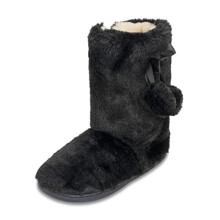 Polar Womens Faux Fur Slipper Boots - Memory Foam Indoor Bootie Slipper with Anti-Slip Rubber Sole - Soft and Fluffy House Slipper with Cute Pom