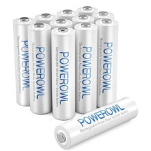 POWEROWL AAA Rechargeable Batteries 12 Pack, High Capacity Rechargeable AAA Batteries 1000mAh 1.2V NiMH Low Self Discharge