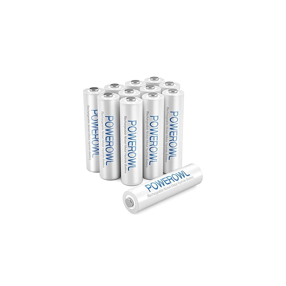 POWEROWL AAA Rechargeable Batteries 12 Pack, High Capacity Rechargeable AAA Batteries 1000mAh 1.2V NiMH Low Self Discharge