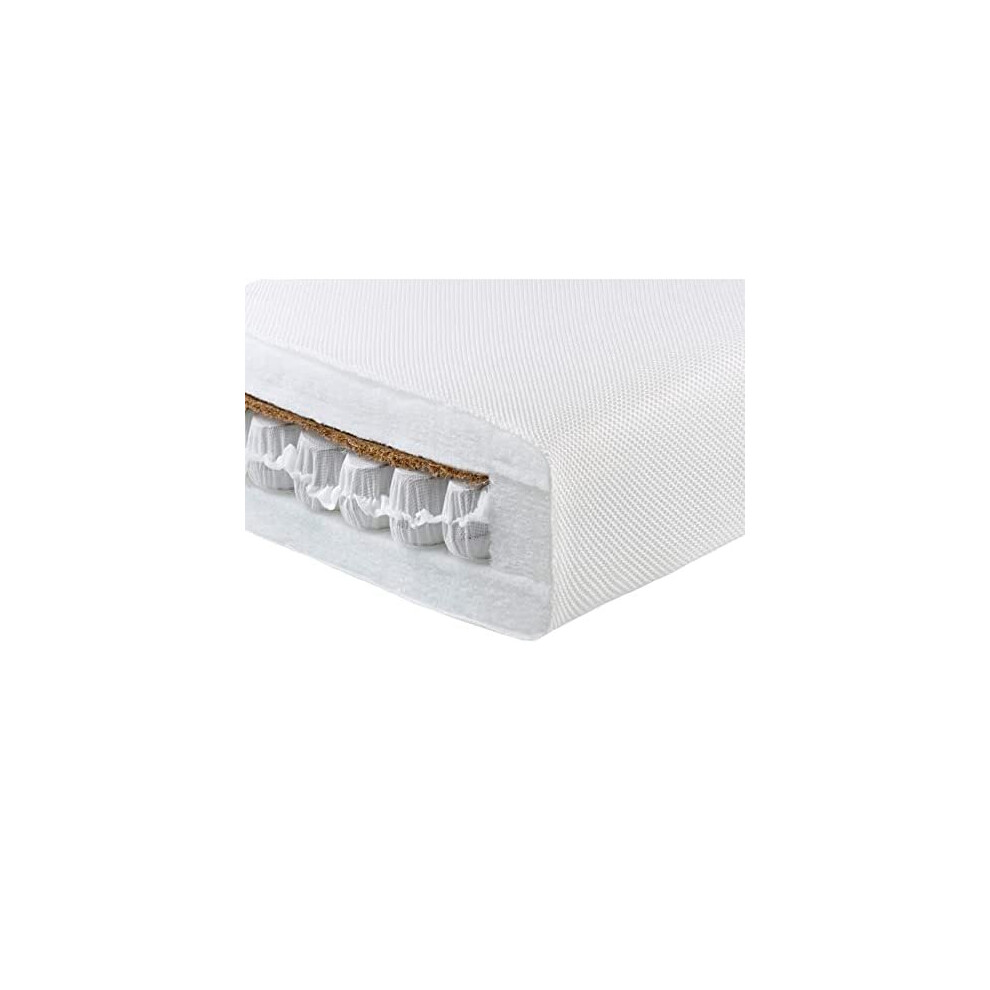 Babymore Dual Core Pocket Sprung Cot Mattress 140x70cm - White - 10cm Depth - Infant & Toddler Support - Image 4