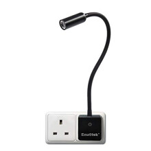 Plug in Dimmable LED Wall Reading Light, Flexible LED Bedside Wall Spot Lamp with Type G Power Socket Plug, 3W Maximum 280Lm 3X Brightness Levels