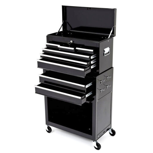 BikeTek Rolling Tool Cabinet With Top Chest Black