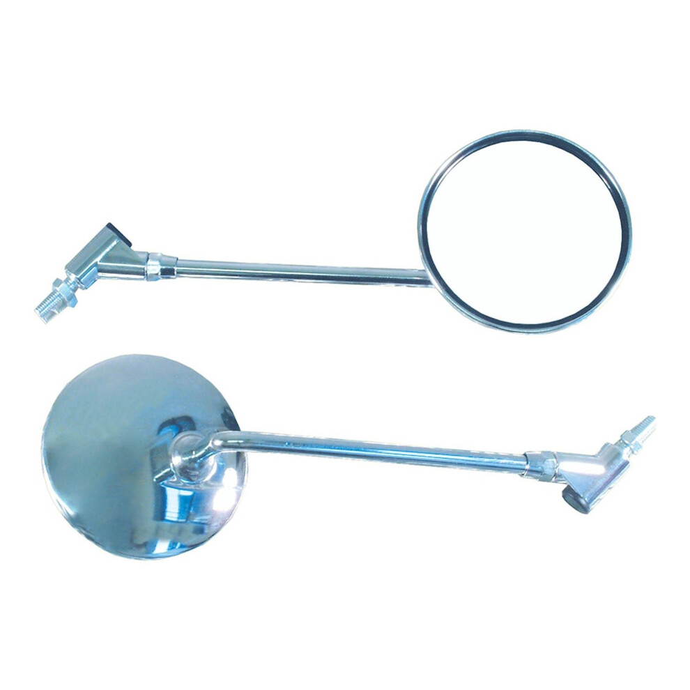 Bike It Universal Chrome Round Mirror With 8/10Mm Thread, Removable Knuckle And Adaptors 5034862202543