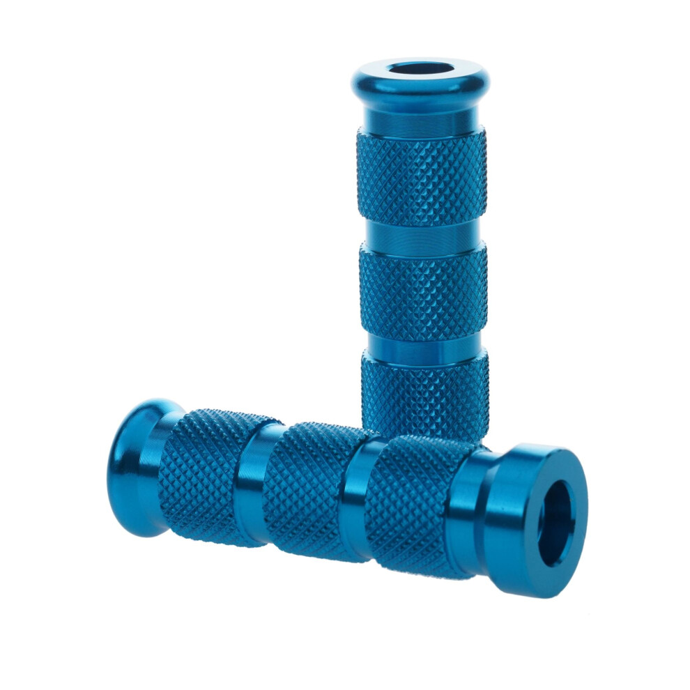 Biketek Aluminium Knurled Replacement Road / Track Footrest Pegs Round - Pair Blue 5034862230812