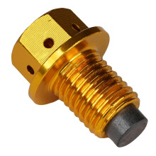 Bike It Magnetic Sump Plug Bolt With Oil Cleaning Magnet Gold - M12 x 1.5 Pitch